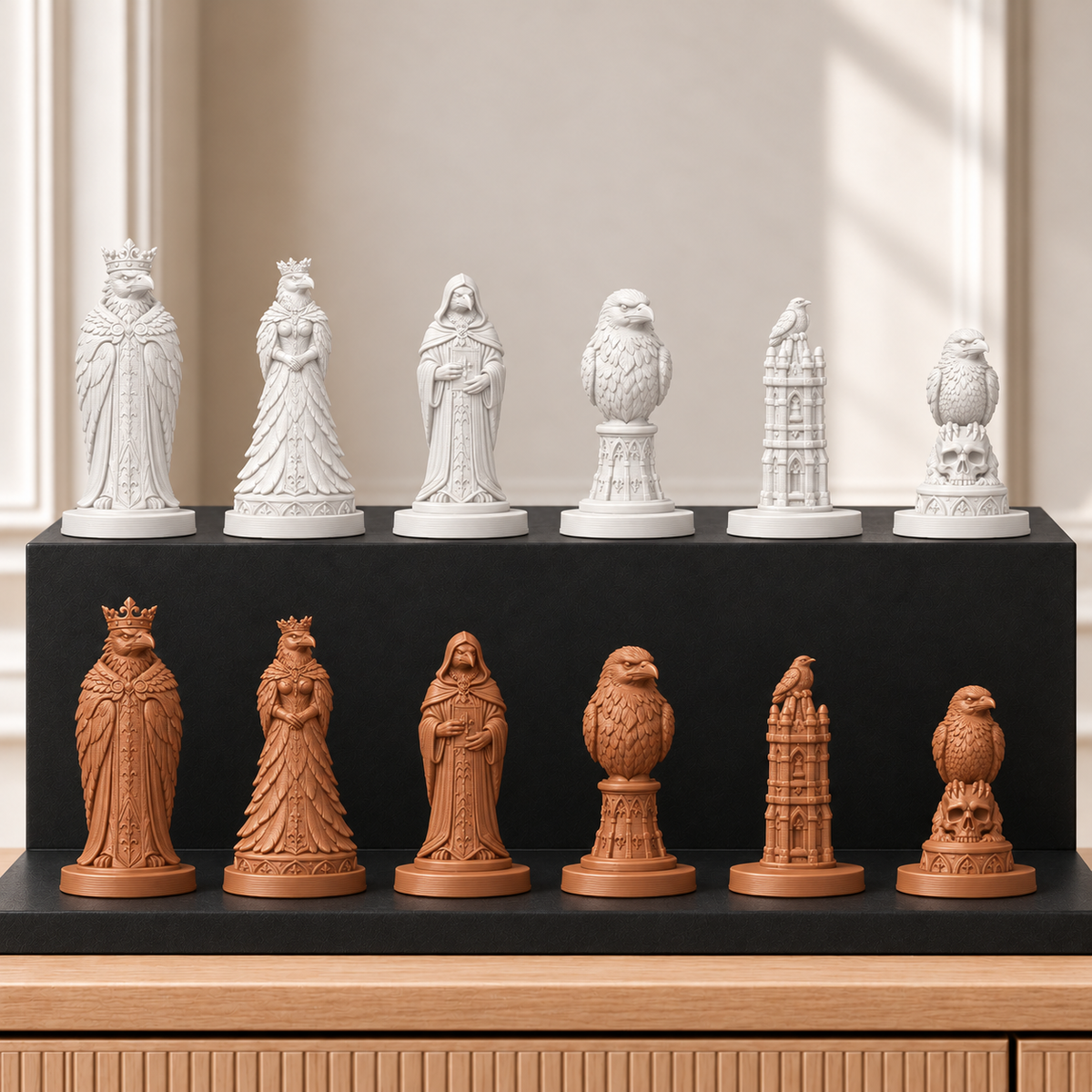 Raben – thematisches Schachfigurenset mit 32 Figuren – Ansicht 13