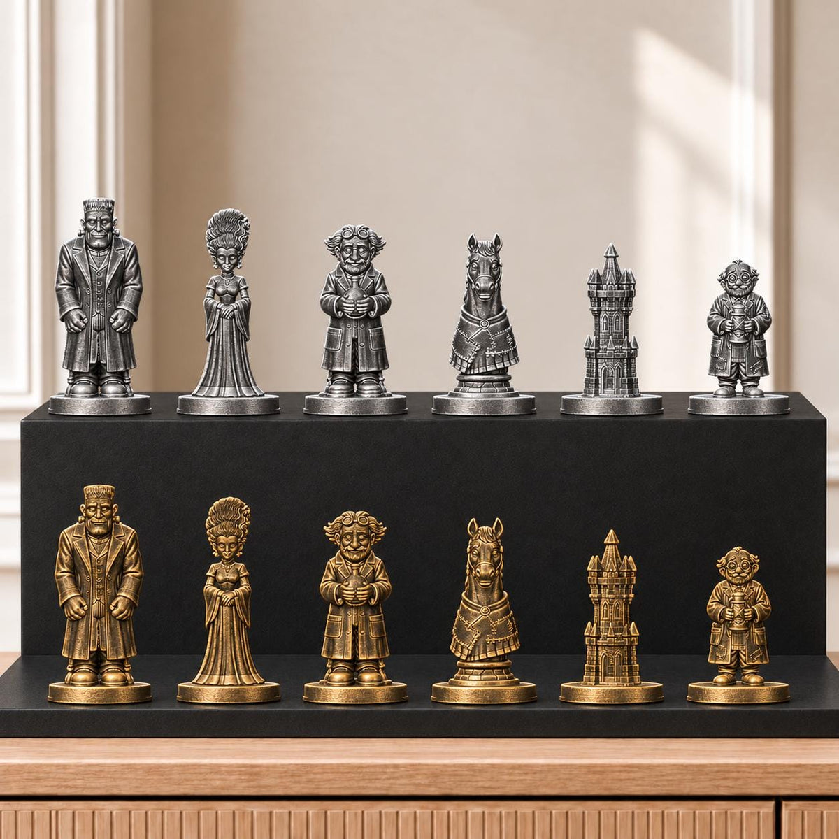 Frankenstein – thematisches Schachfigurenset mit 32 Figuren – Ansicht 2
