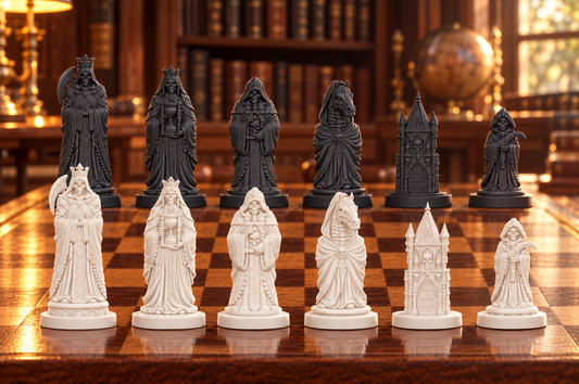 Sensenmann – thematisches Schachfigurenset mit 32 Figuren – Ansicht 1