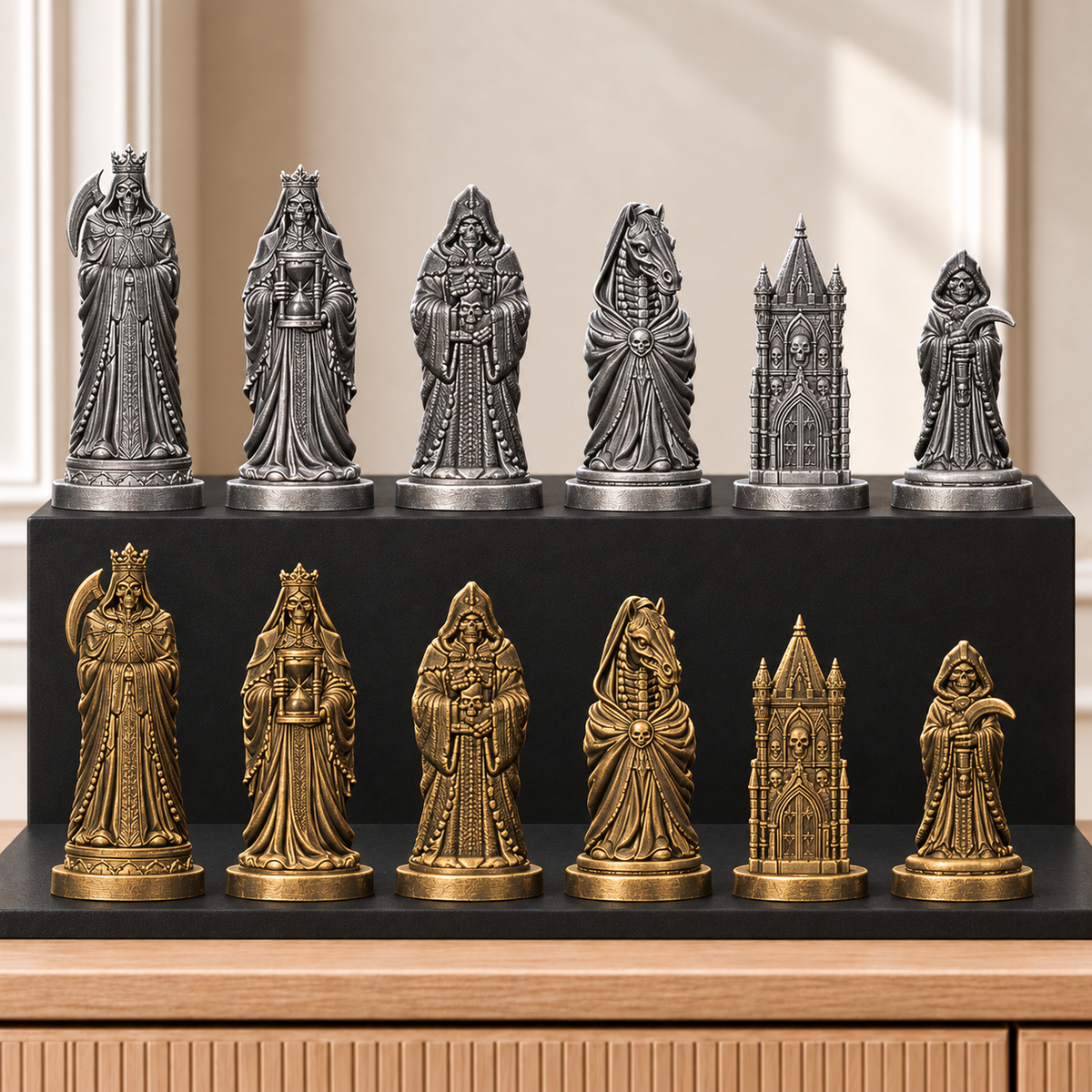 Sensenmann – thematisches Schachfigurenset mit 32 Figuren – Ansicht 2