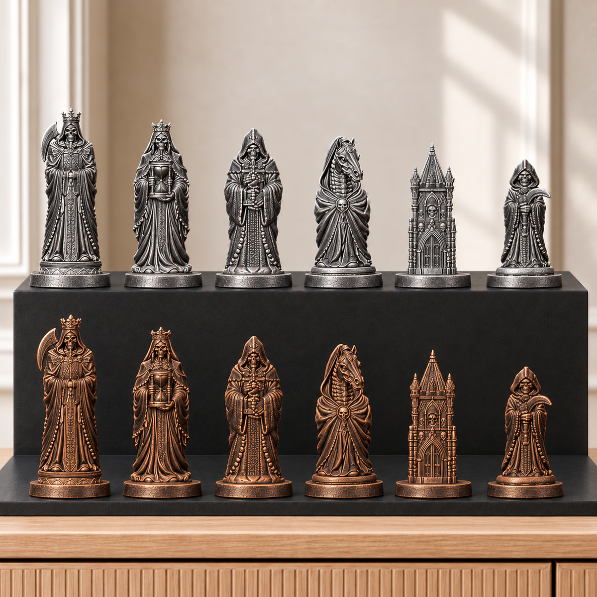Sensenmann – thematisches Schachfigurenset mit 32 Figuren – Ansicht 3