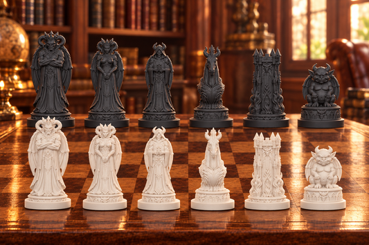 Dämonen – thematisches Schachfigurenset mit 32 Figuren – Ansicht 1