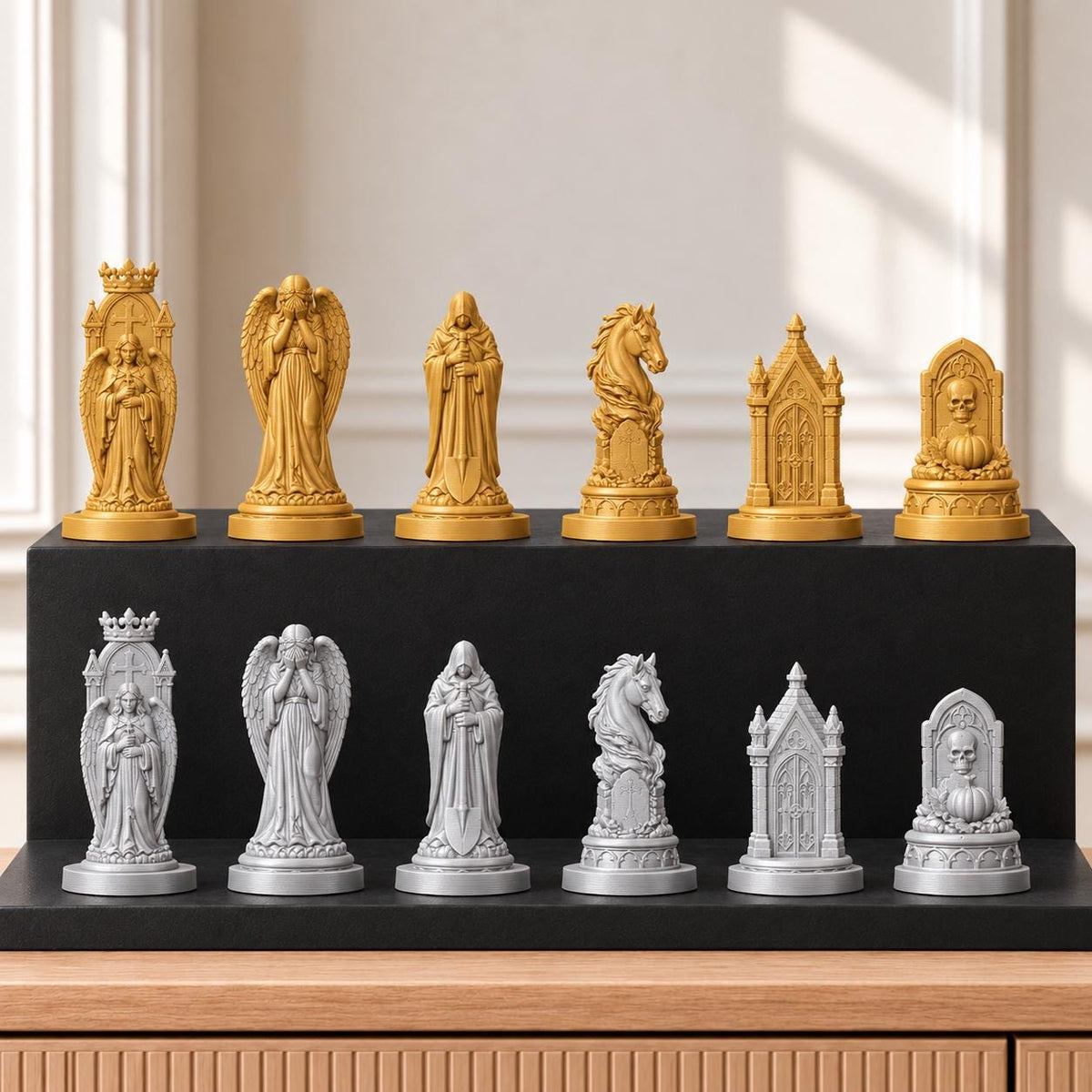Friedhof – thematisches Schachfigurenset mit 32 Figuren – Ansicht 4