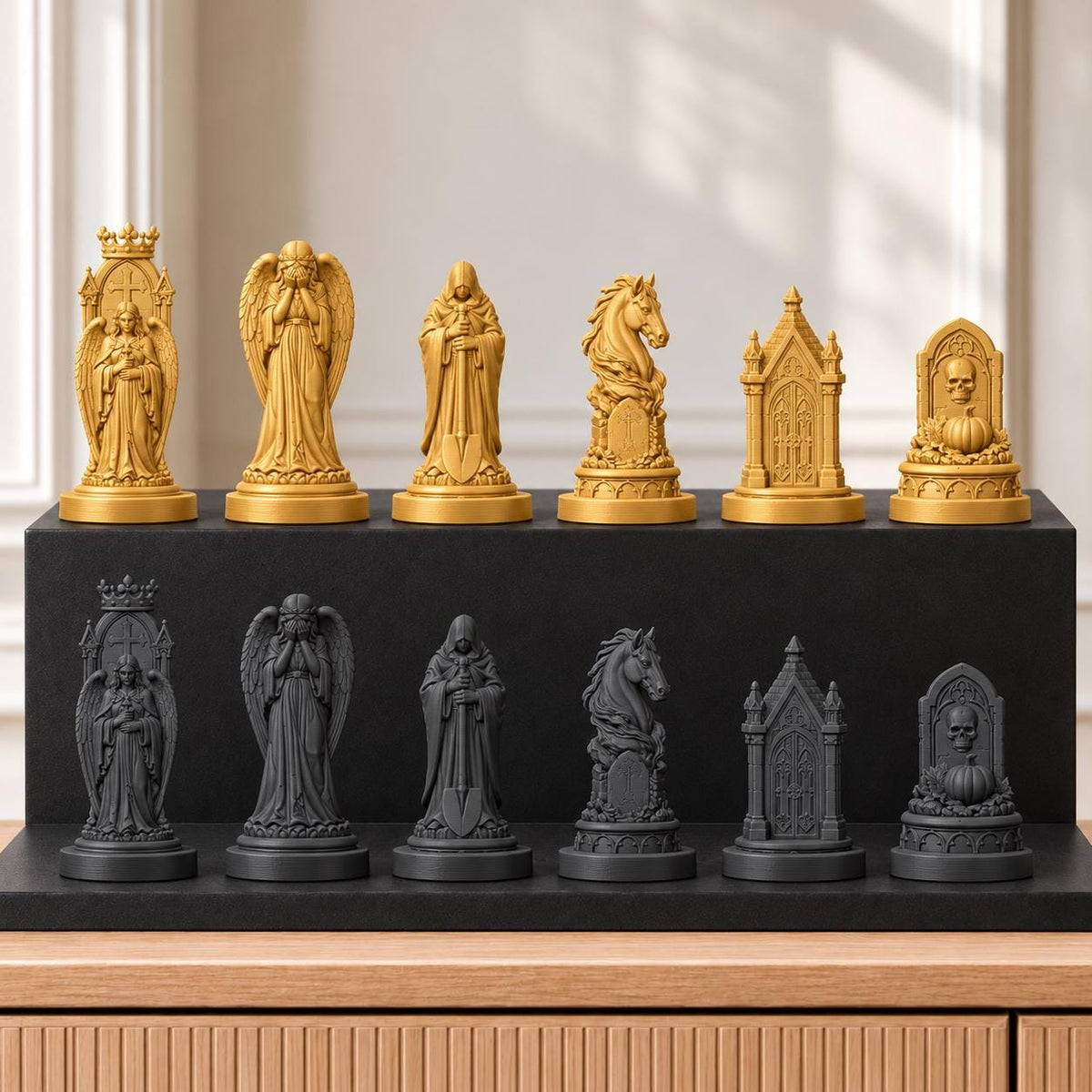 Friedhof – thematisches Schachfigurenset mit 32 Figuren – Ansicht 5