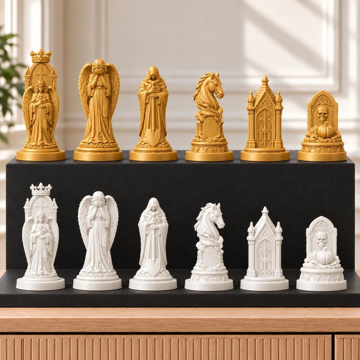 Friedhof – thematisches Schachfigurenset mit 32 Figuren – Ansicht 6