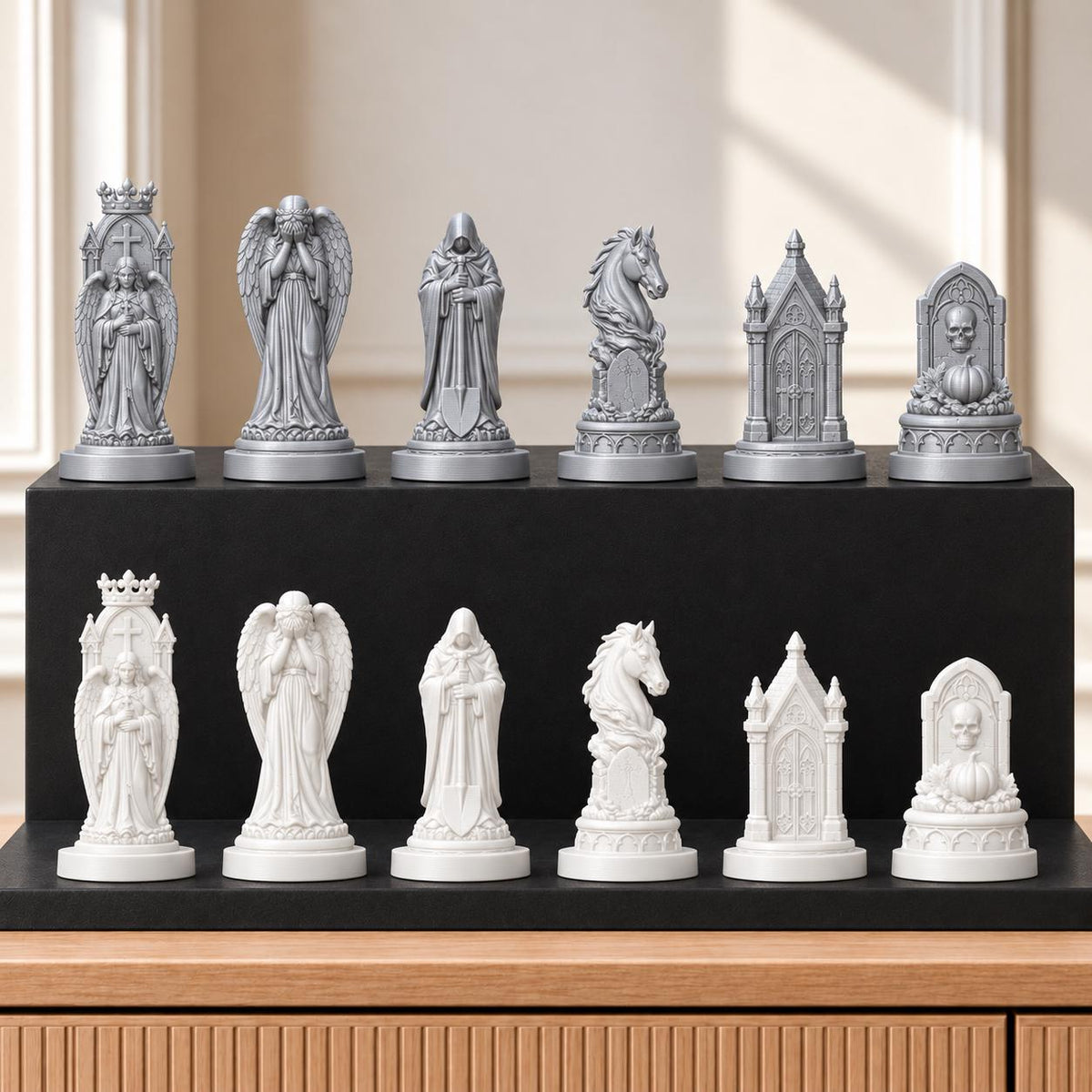 Friedhof – thematisches Schachfigurenset mit 32 Figuren – Ansicht 9