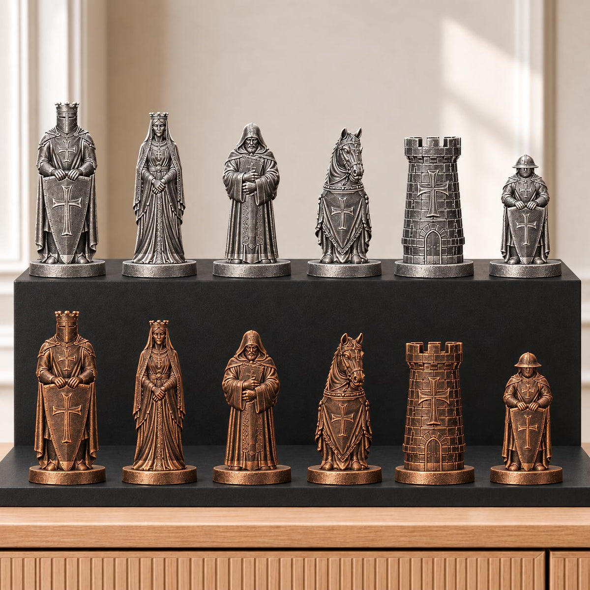 Templer – thematisches Schachfigurenset mit 32 Figuren – Ansicht 3