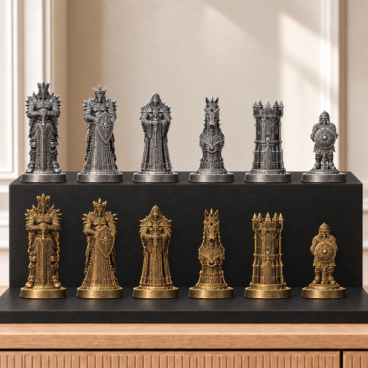 Todesritter – thematisches Schachfigurenset mit 32 Figuren – Ansicht 2