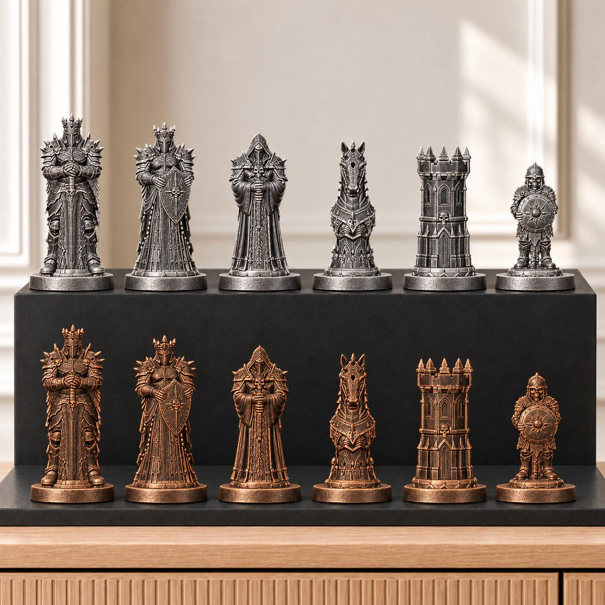 Todesritter – thematisches Schachfigurenset mit 32 Figuren – Ansicht 3