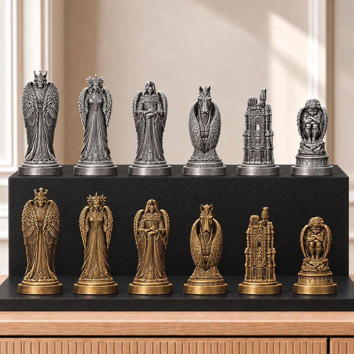 Gefallene Engel – thematisches Schachfigurenset mit 32 Figuren – Ansicht 2