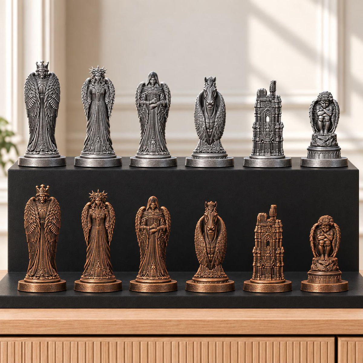 Gefallene Engel – thematisches Schachfigurenset mit 32 Figuren – Ansicht 3