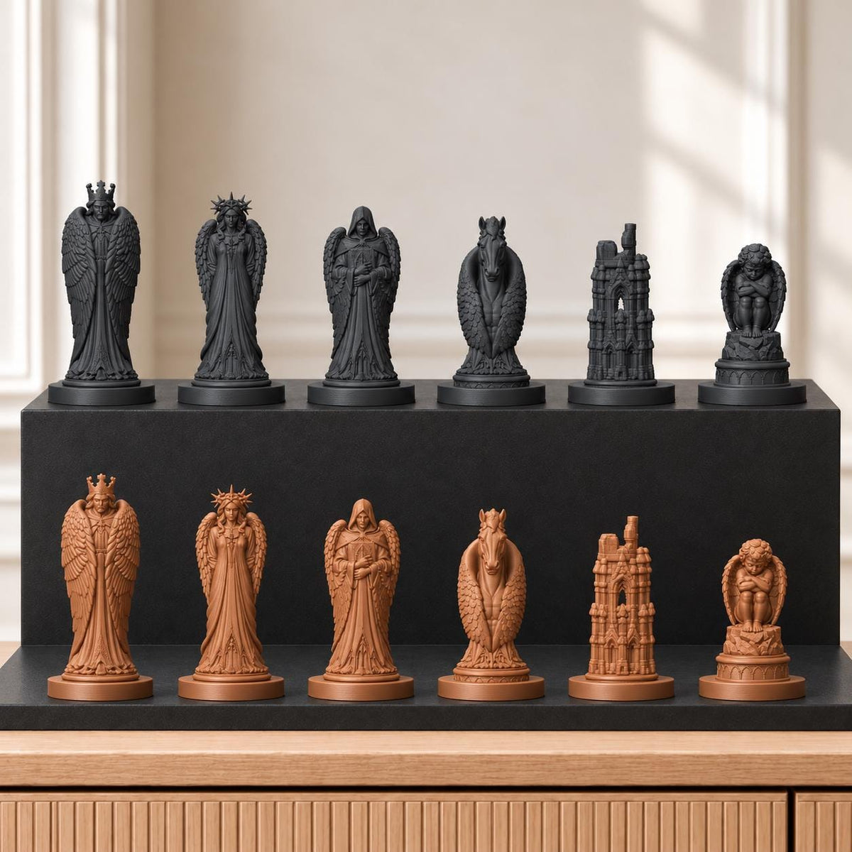 Gefallene Engel – thematisches Schachfigurenset mit 32 Figuren – Ansicht 12