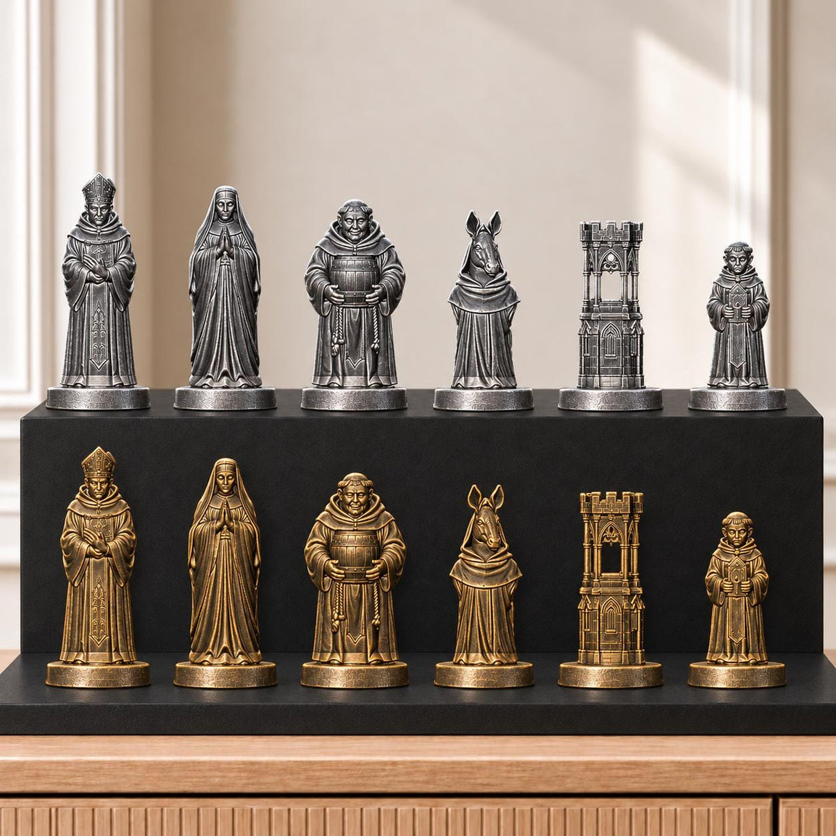 Mönche – thematisches Schachfigurenset mit 32 Figuren – Ansicht 2
