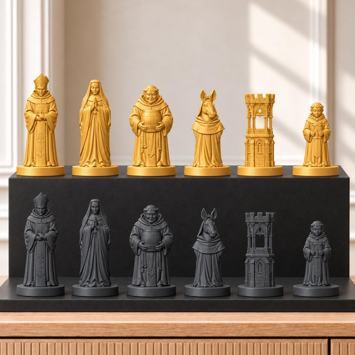 Mönche – thematisches Schachfigurenset mit 32 Figuren – Ansicht 5