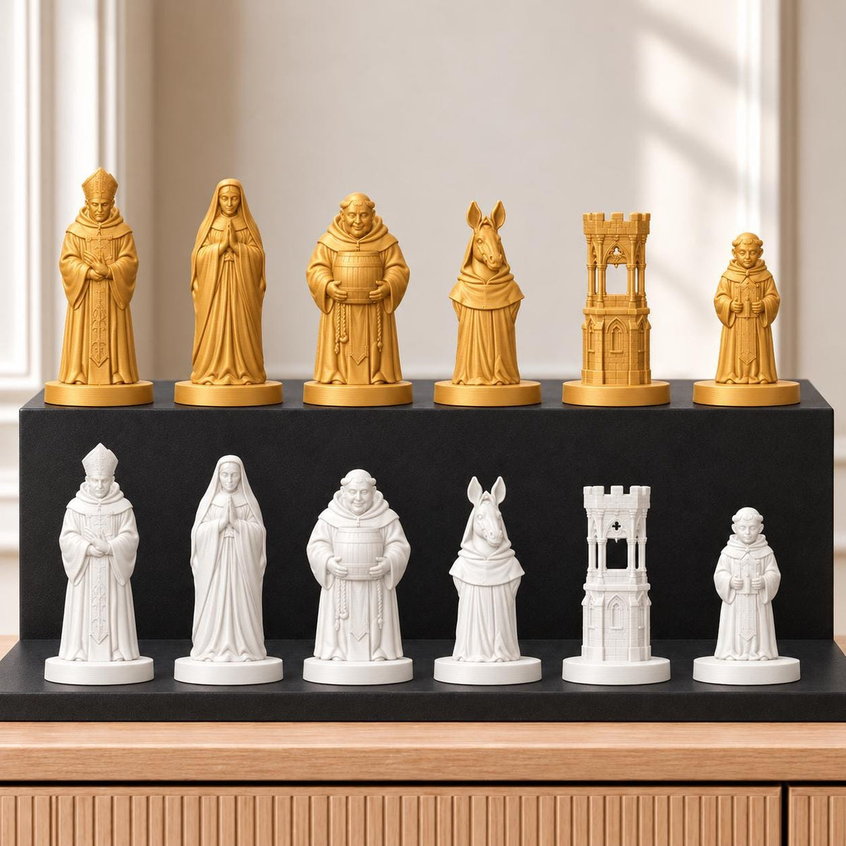 Mönche – thematisches Schachfigurenset mit 32 Figuren – Ansicht 6
