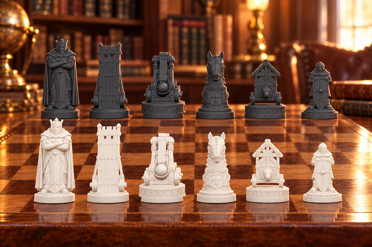 Belagerung – thematisches Schachfigurenset mit 32 Figuren – Ansicht 1