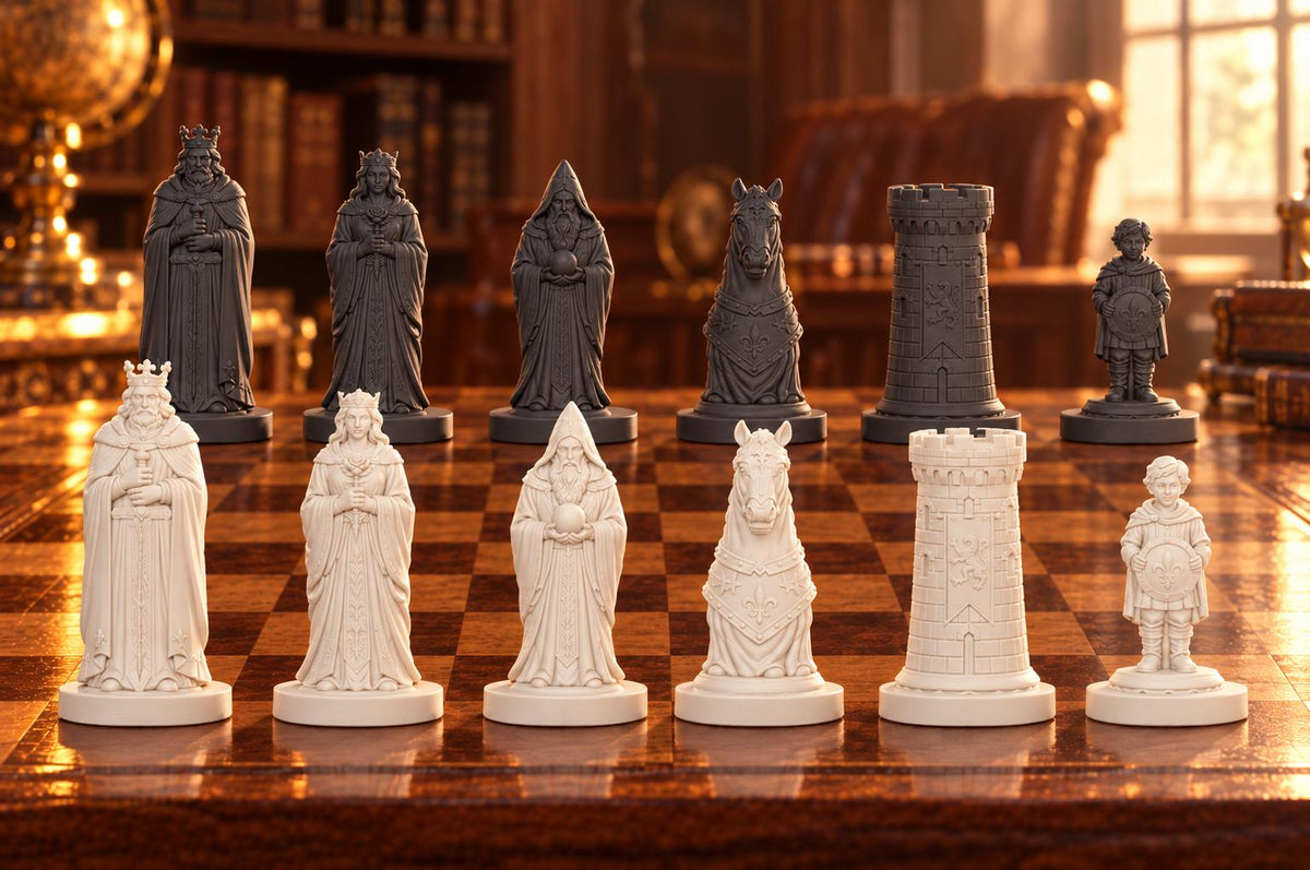 Artus – thematisches Schachfigurenset mit 32 Figuren – Ansicht 1