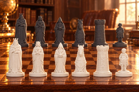 Artus – thematisches Schachfigurenset mit 32 Figuren – Ansicht 1