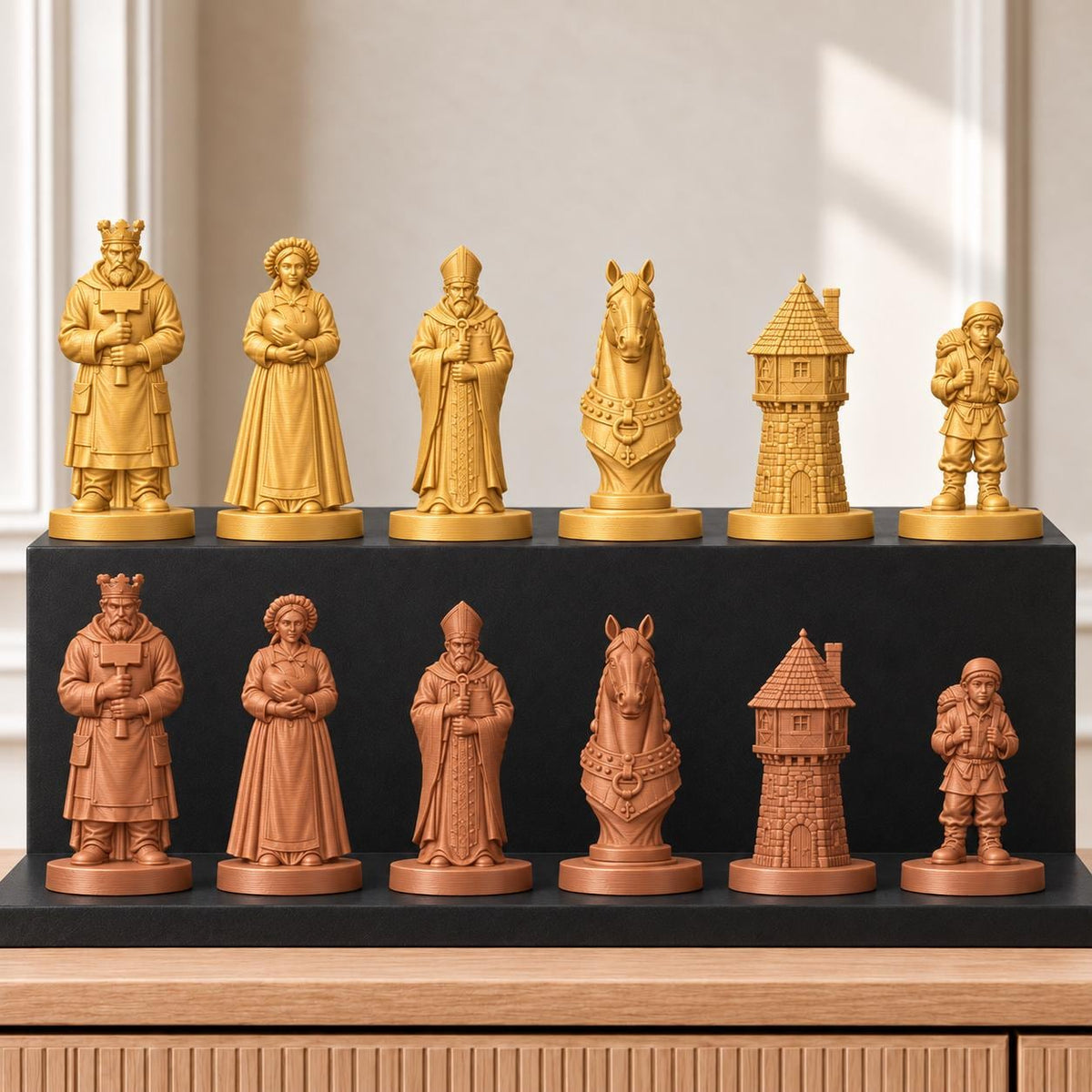 Mittelalterliches Dorf – thematisches Schachfigurenset mit 32 Figuren – Ansicht 7