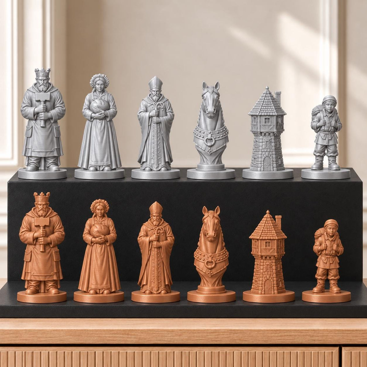 Mittelalterliches Dorf – thematisches Schachfigurenset mit 32 Figuren – Ansicht 10