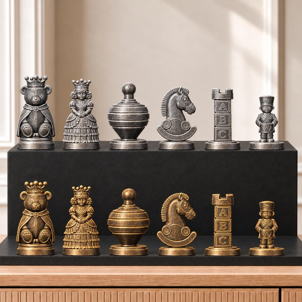 Spielzeugkiste – thematisches Schachfigurenset mit 32 Figuren – Ansicht 2