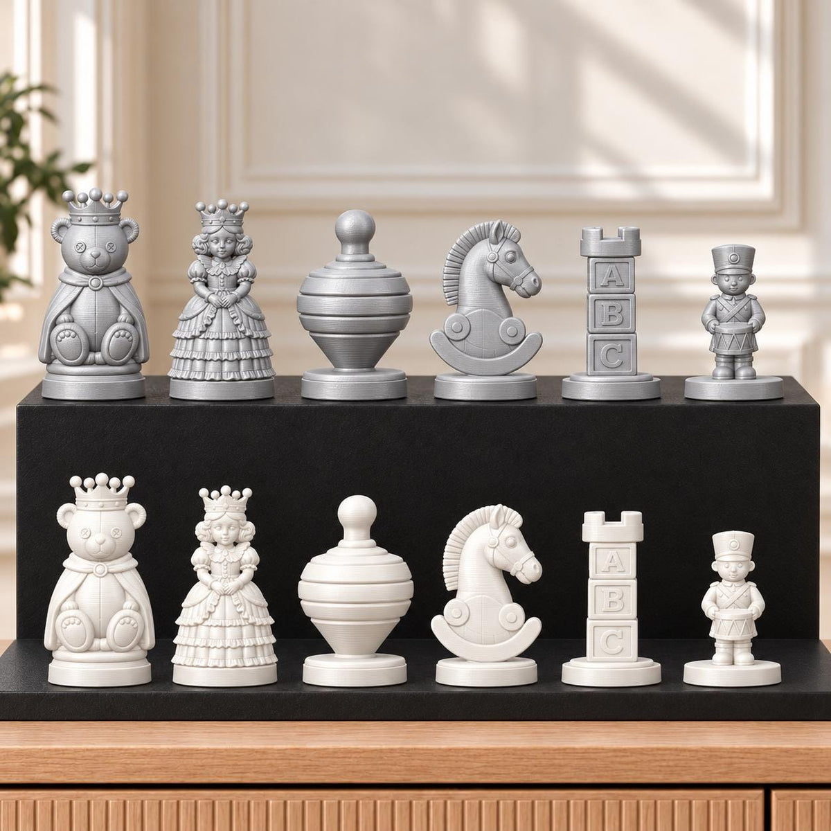 Spielzeugkiste – thematisches Schachfigurenset mit 32 Figuren – Ansicht 9