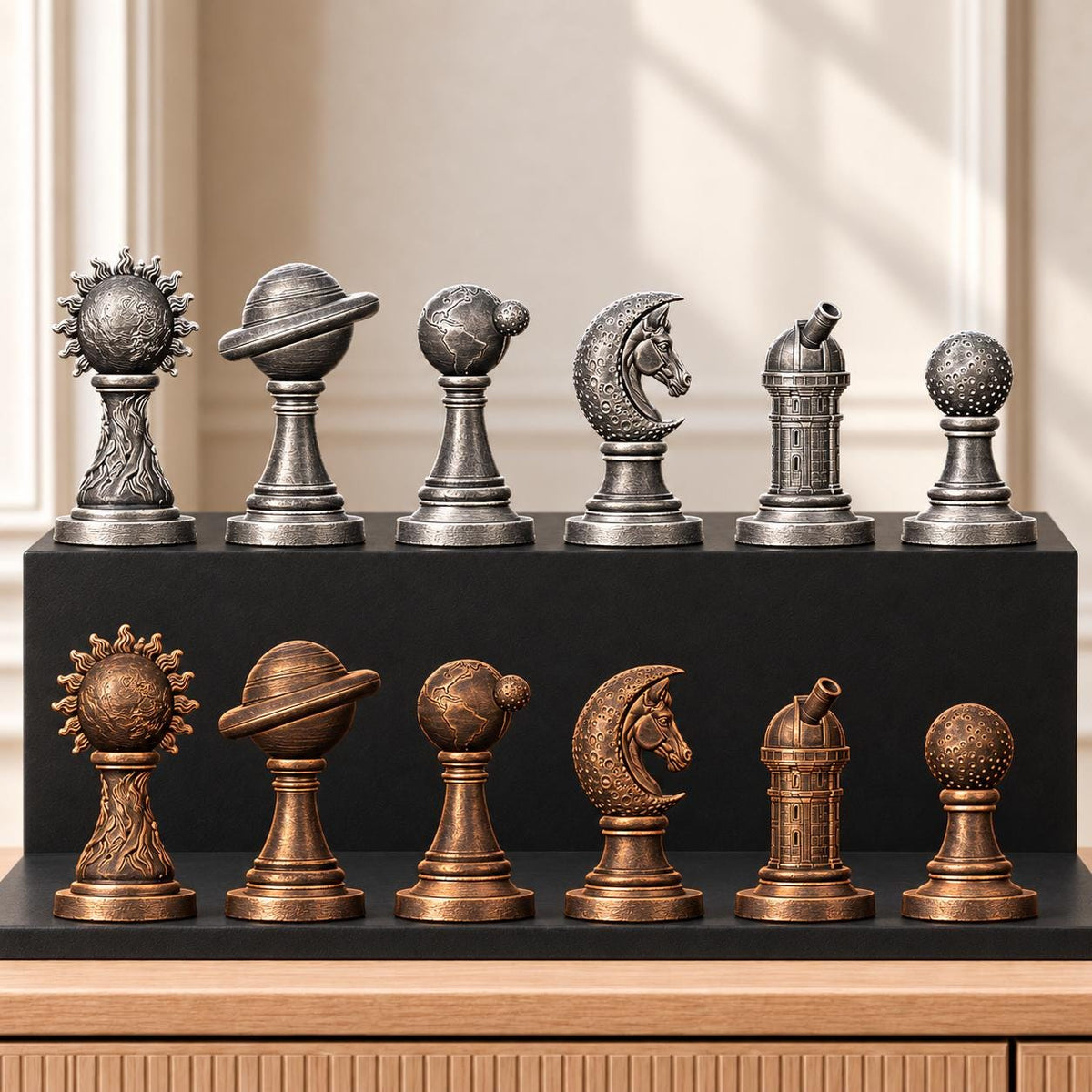 Sonnensystem – thematisches Schachfigurenset mit 32 Figuren – Ansicht 3