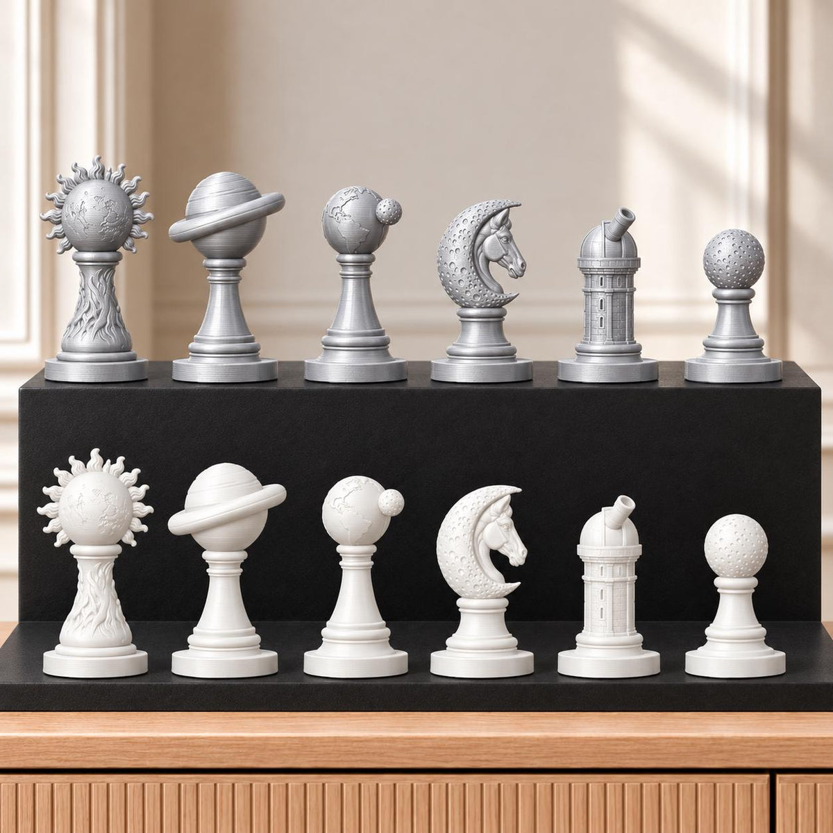 Sonnensystem – thematisches Schachfigurenset mit 32 Figuren – Ansicht 9