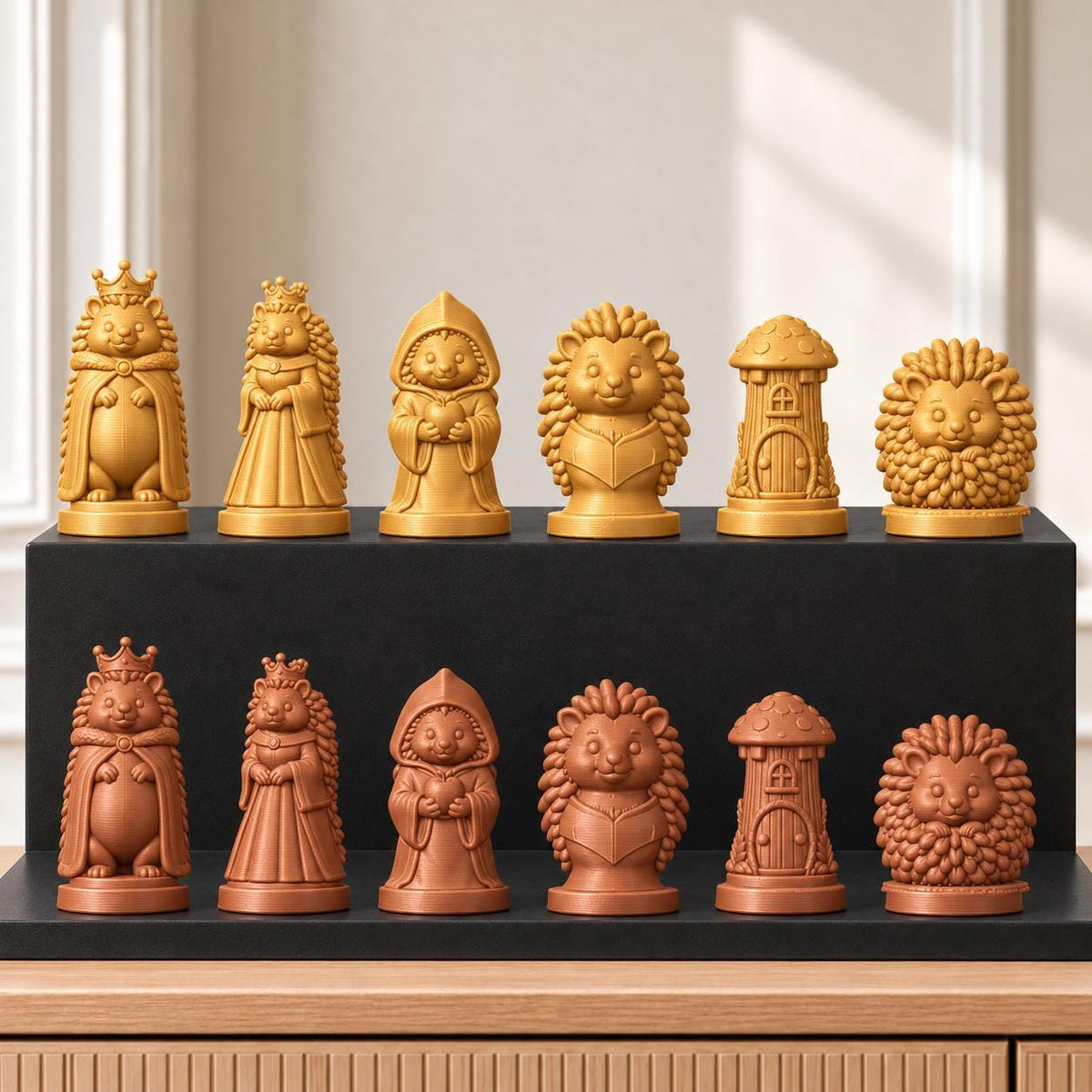 Igel – thematisches Schachfigurenset mit 32 Figuren – Ansicht 7