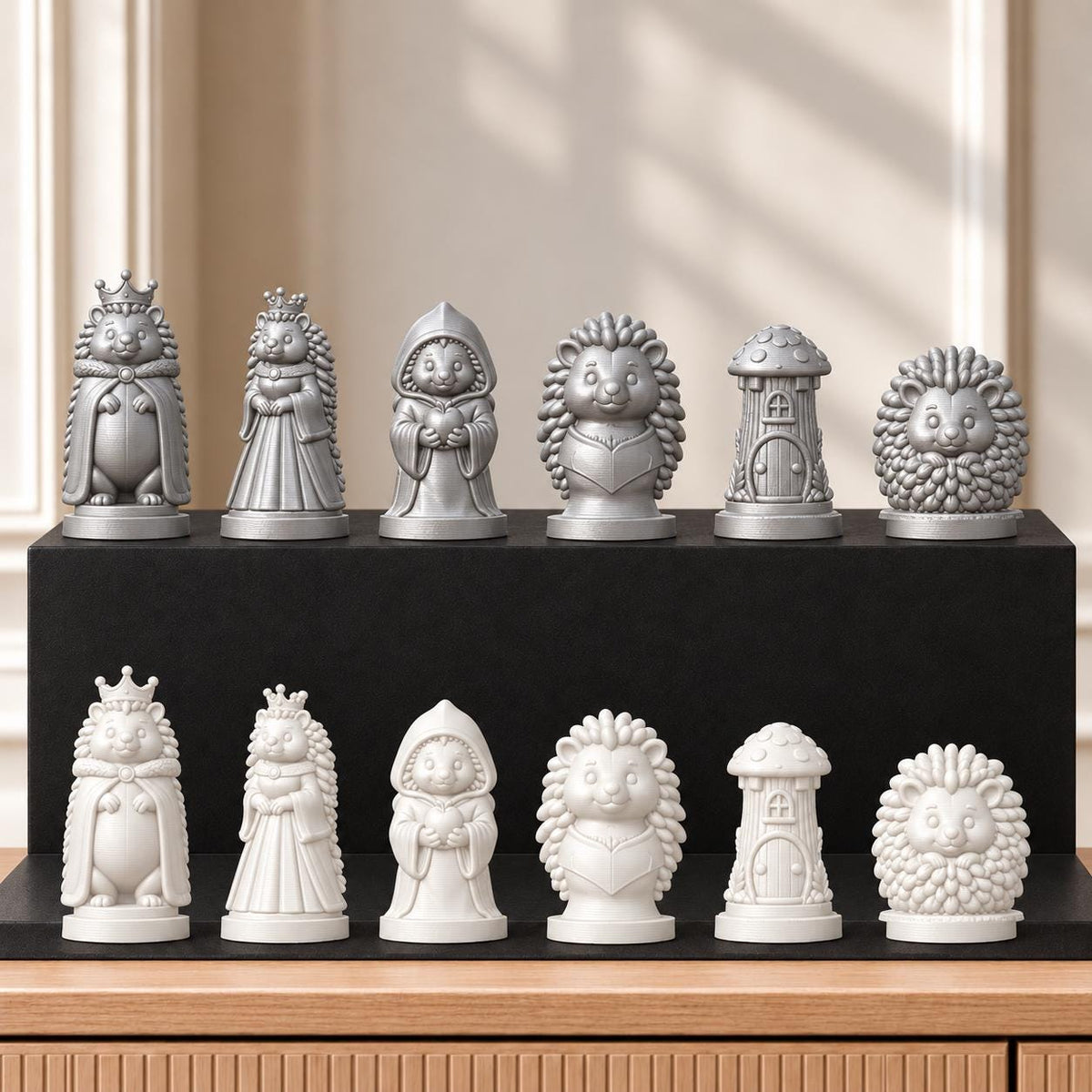 Igel – thematisches Schachfigurenset mit 32 Figuren – Ansicht 9