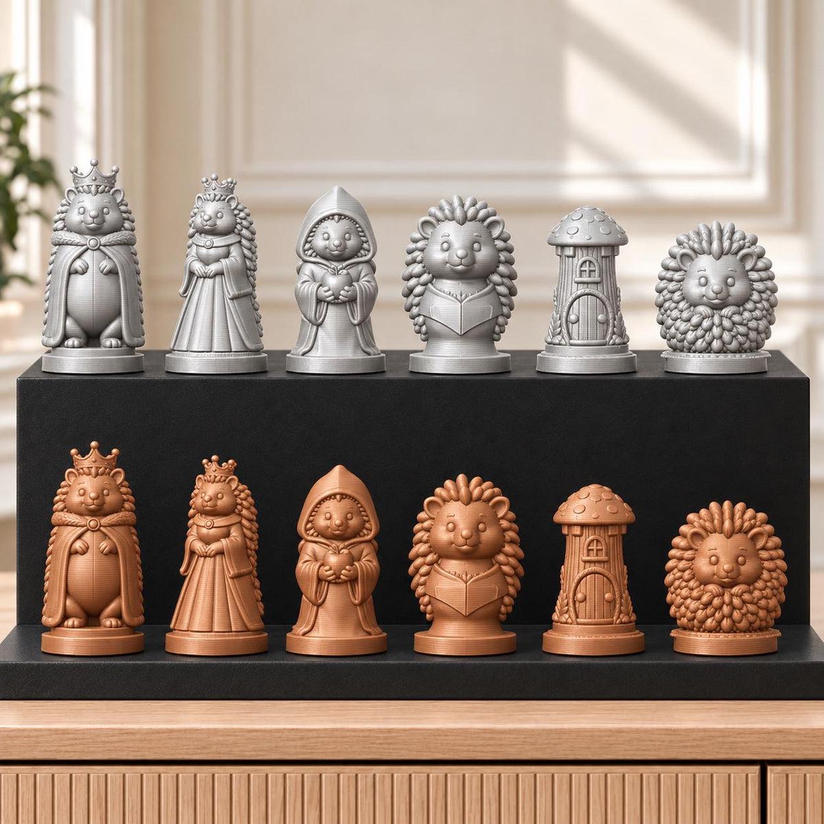 Igel – thematisches Schachfigurenset mit 32 Figuren – Ansicht 10