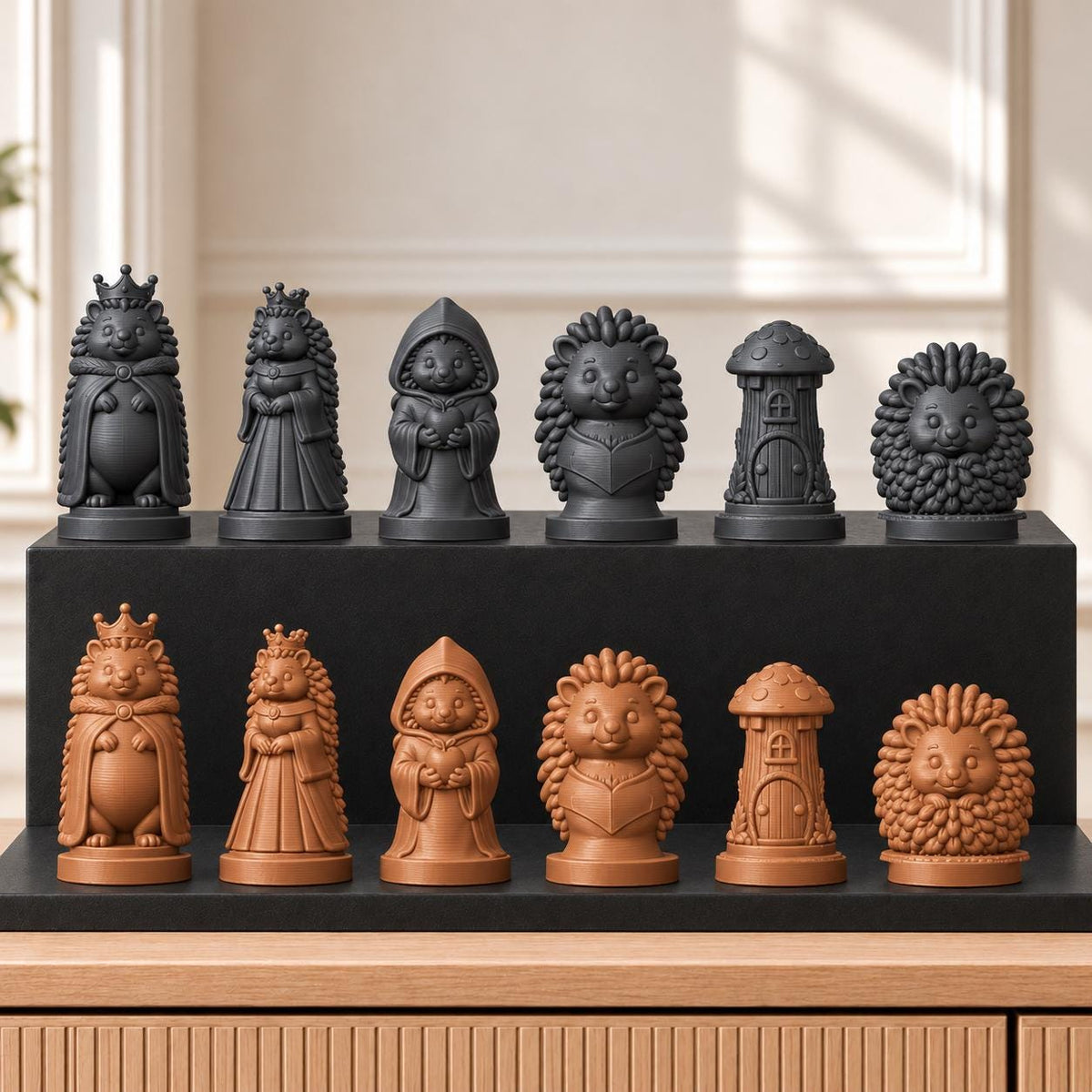 Igel – thematisches Schachfigurenset mit 32 Figuren – Ansicht 12