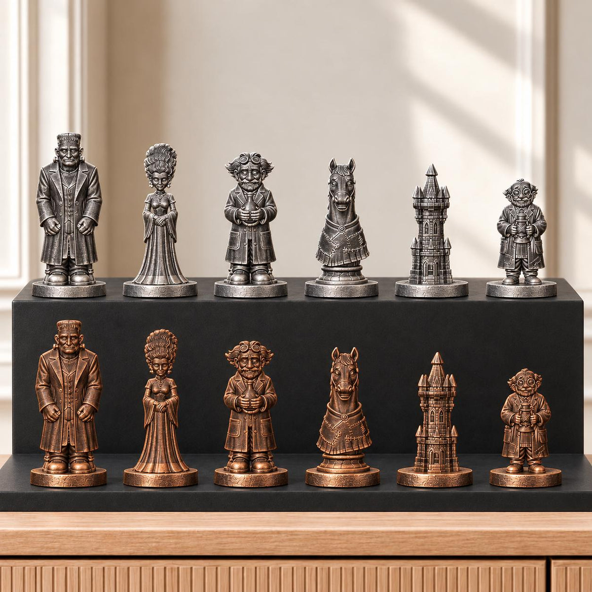 Frankenstein Schachset STL – 6 Figuren für 3D-Druck – Ansicht 3