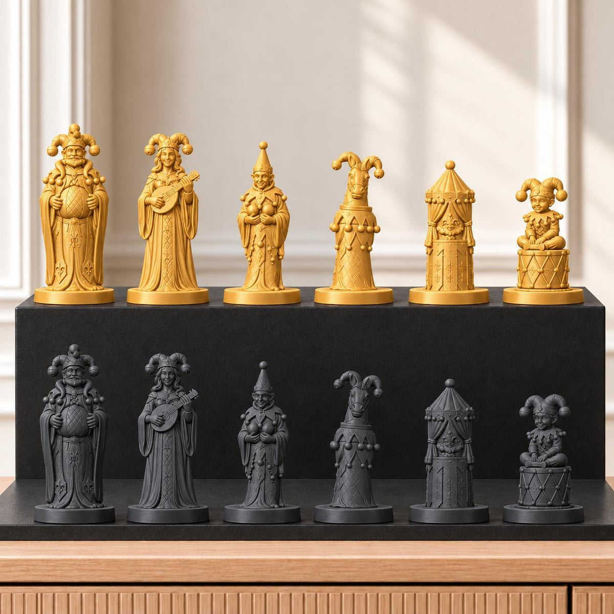 Gaukler – thematisches Schachfigurenset mit 32 Figuren – Ansicht 5