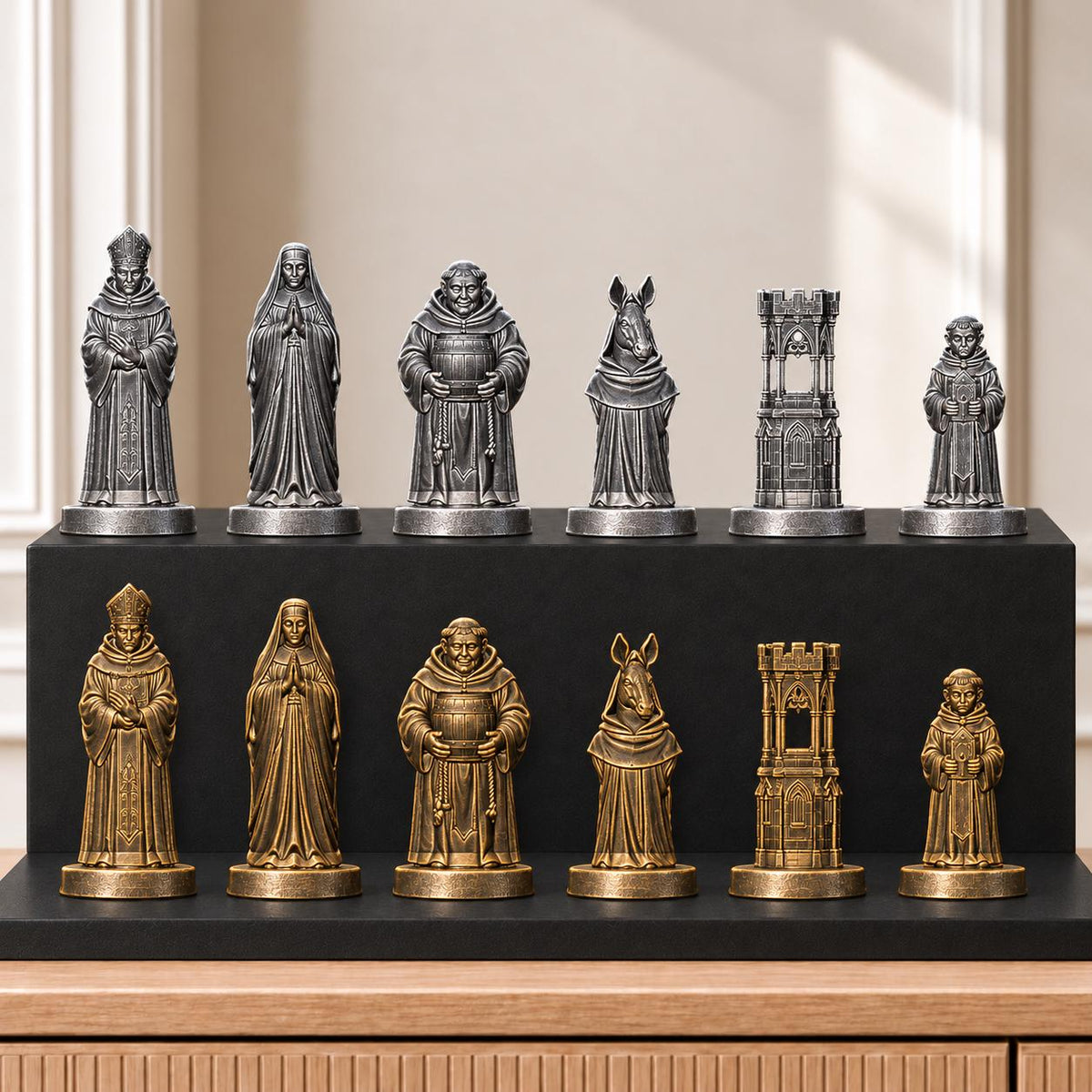 Mönche Schachset STL – 6 Figuren für 3D-Druck – Ansicht 2