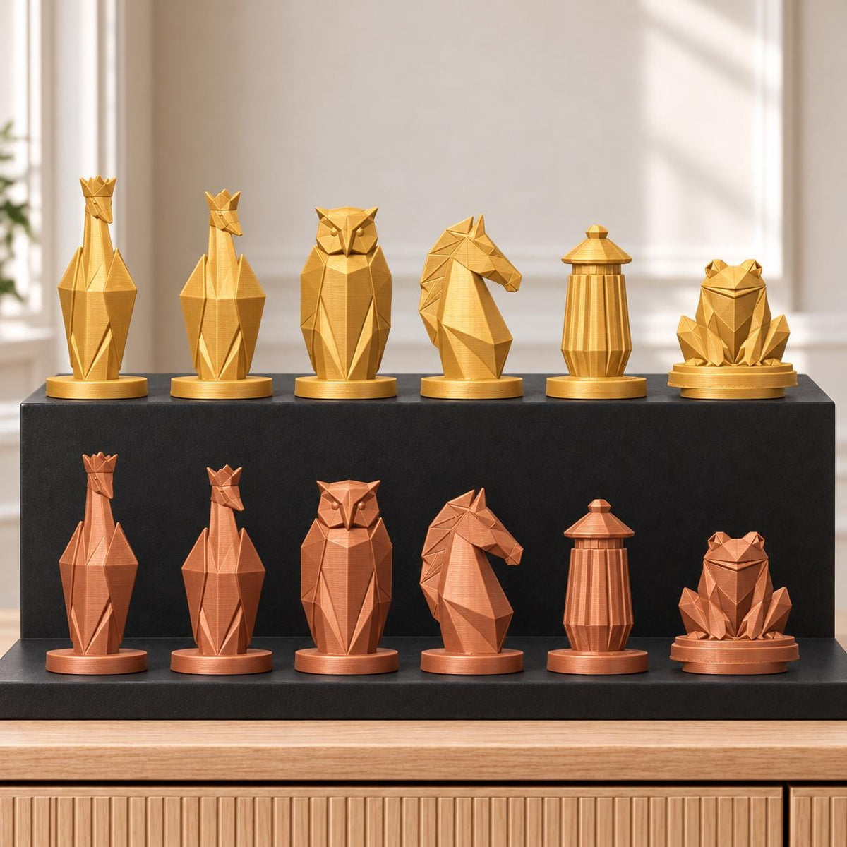 Origami – thematisches Schachfigurenset mit 32 Figuren – Ansicht 7
