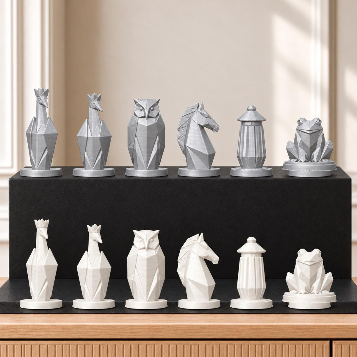 Origami – thematisches Schachfigurenset mit 32 Figuren – Ansicht 9
