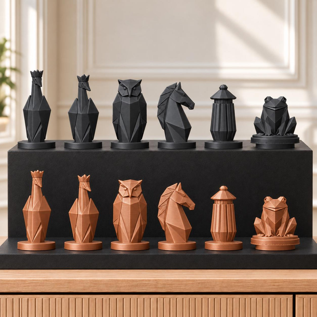 Origami – thematisches Schachfigurenset mit 32 Figuren – Ansicht 12