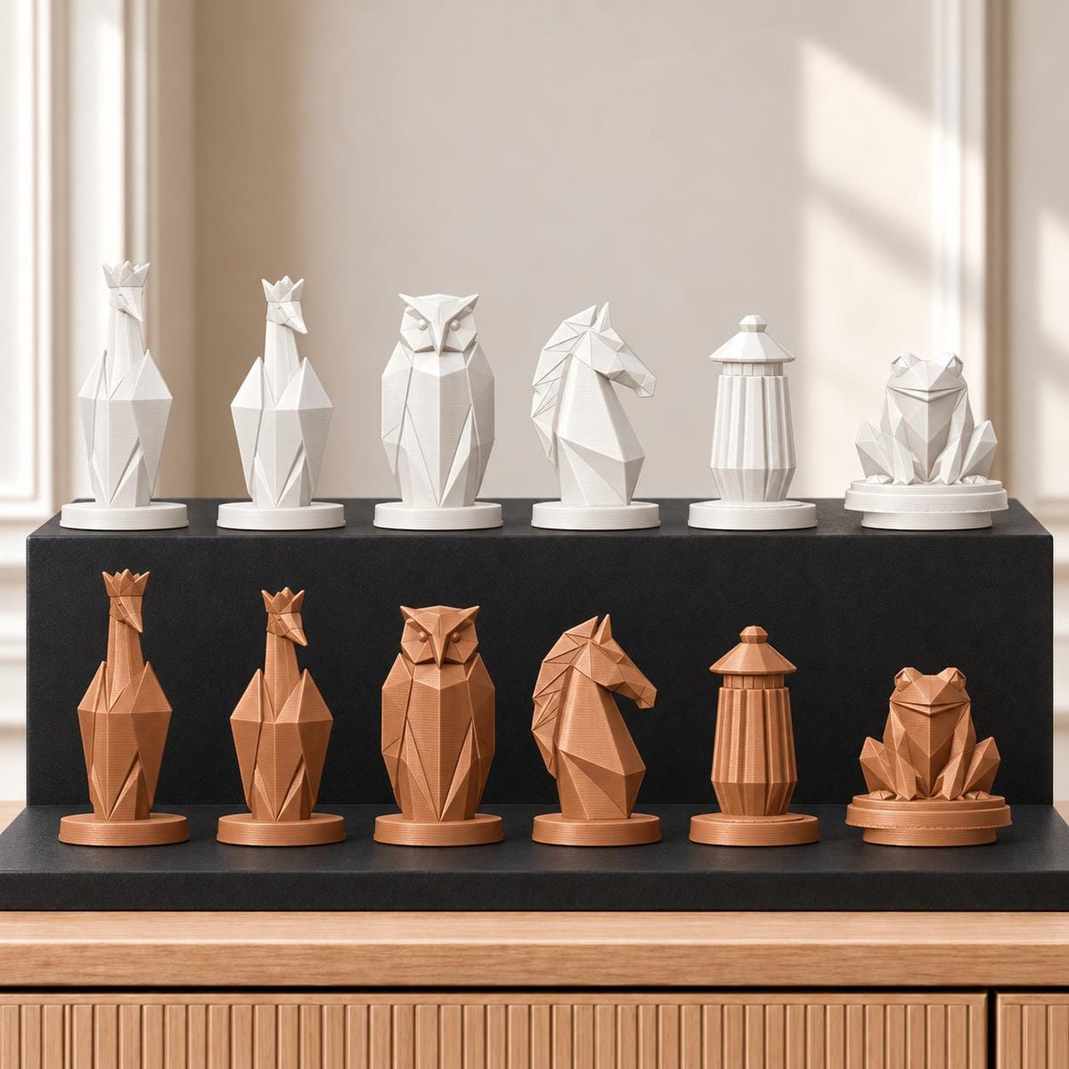 Origami – thematisches Schachfigurenset mit 32 Figuren – Ansicht 13