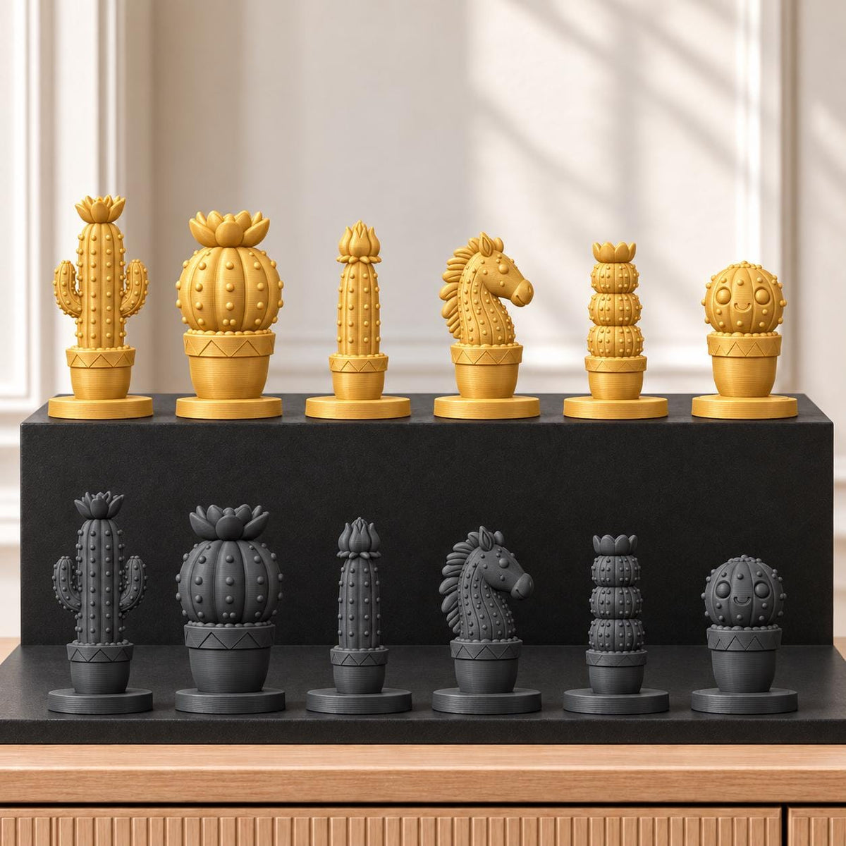 Kakteen – thematisches Schachfigurenset mit 32 Figuren – Ansicht 5