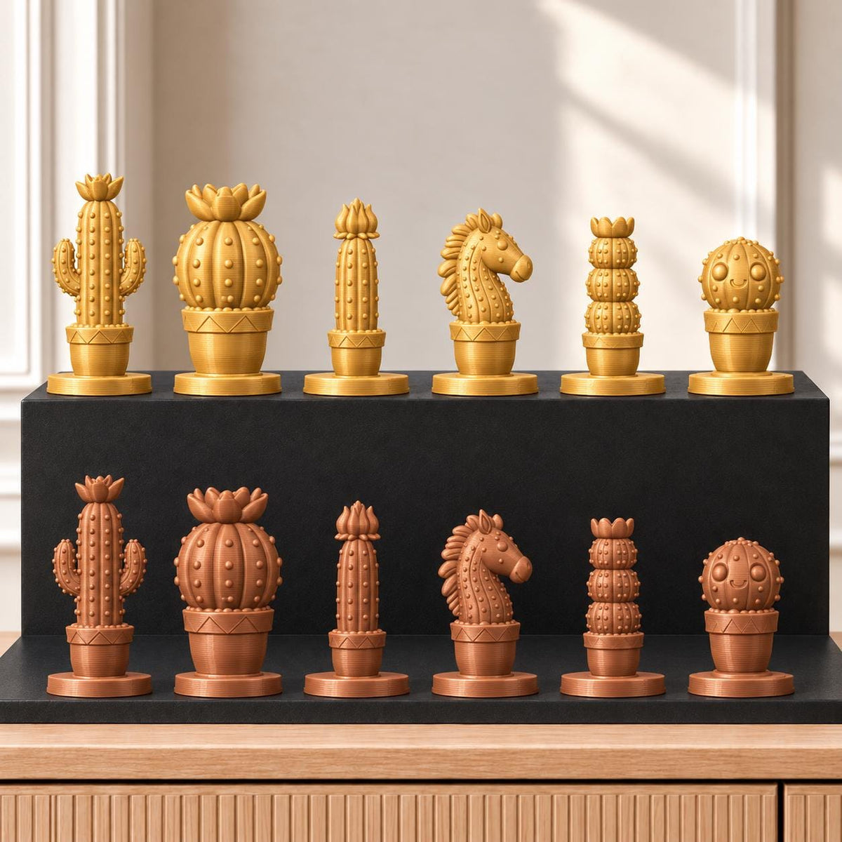 Kakteen – thematisches Schachfigurenset mit 32 Figuren – Ansicht 7