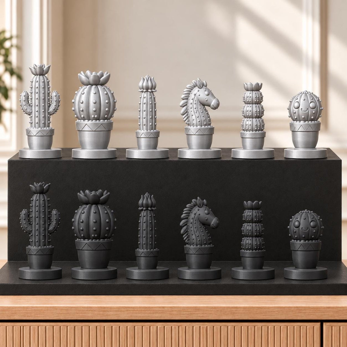 Kakteen – thematisches Schachfigurenset mit 32 Figuren – Ansicht 8