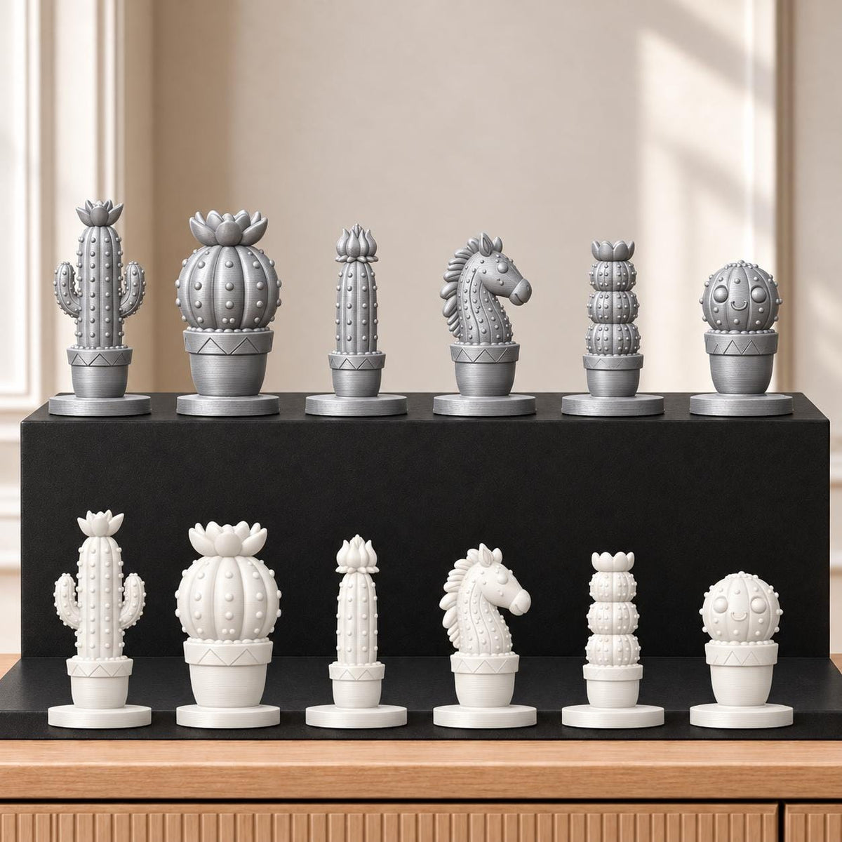 Kakteen – thematisches Schachfigurenset mit 32 Figuren – Ansicht 9