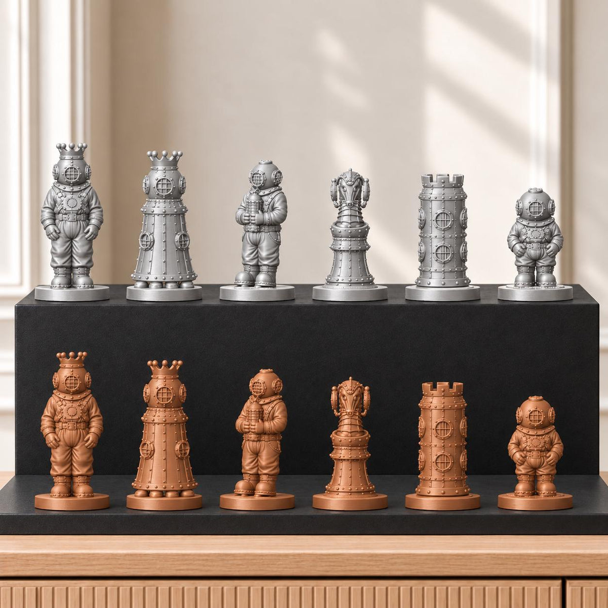Tiefseetaucher – thematisches Schachfigurenset mit 32 Figuren – Ansicht 10