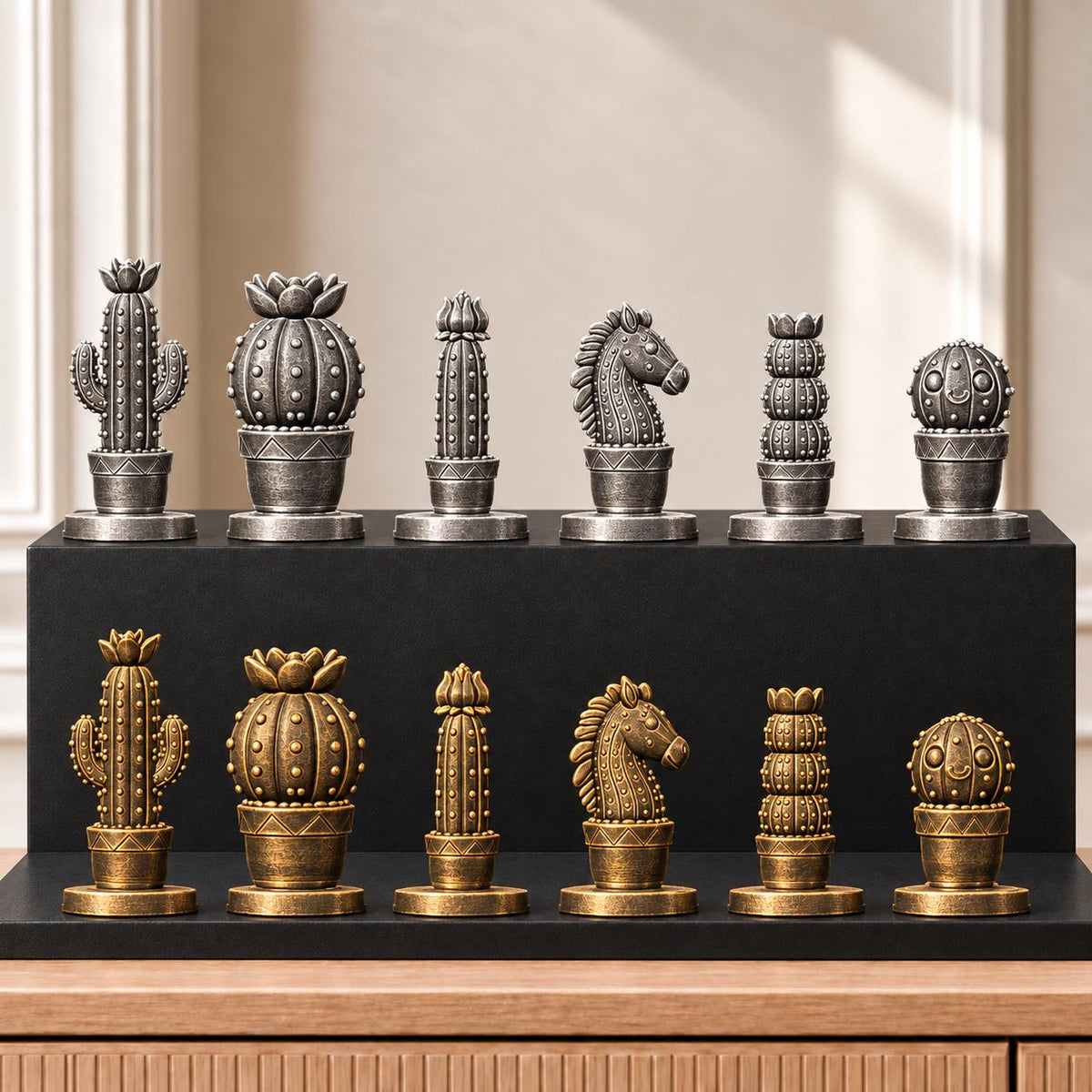 Kakteen Schachset STL – 6 Figuren für 3D-Druck – Ansicht 2