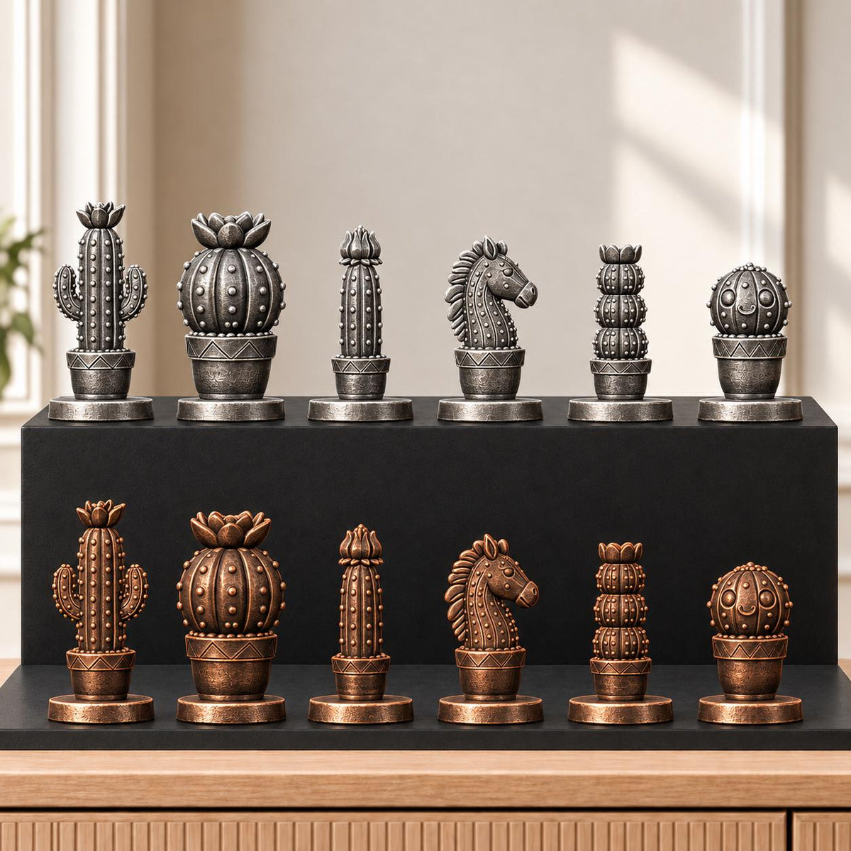Kakteen Schachset STL – 6 Figuren für 3D-Druck – Ansicht 3