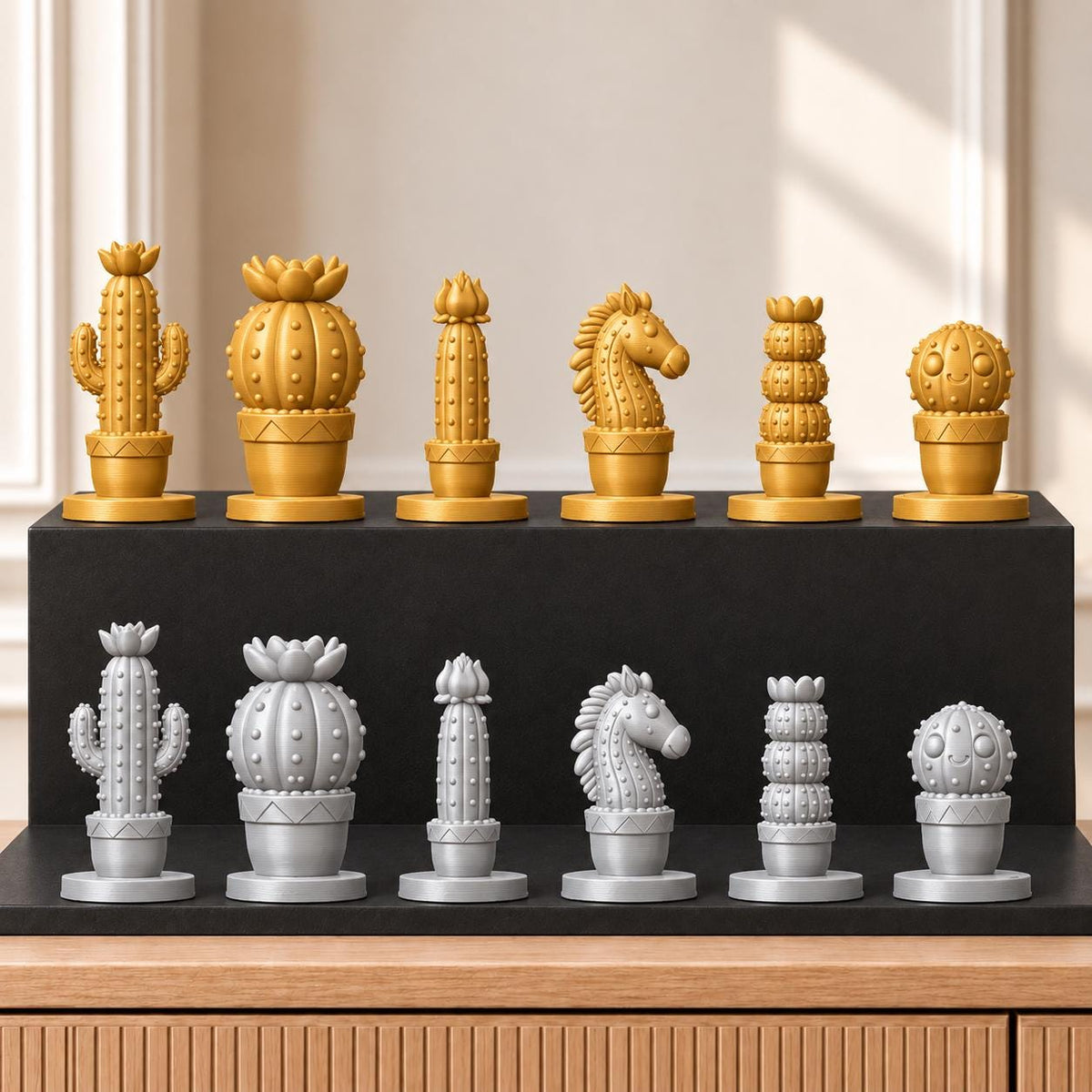 Kakteen Schachset STL – 6 Figuren für 3D-Druck – Ansicht 4