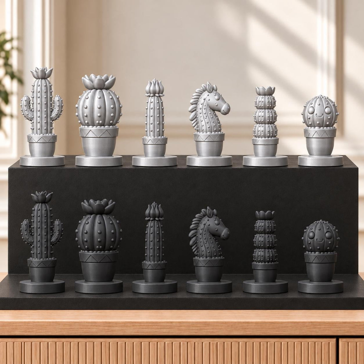 Kakteen Schachset STL – 6 Figuren für 3D-Druck – Ansicht 8