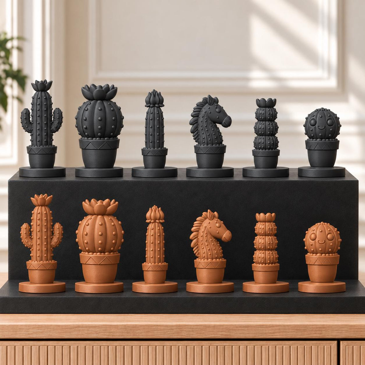 Kakteen Schachset STL – 6 Figuren für 3D-Druck – Ansicht 12