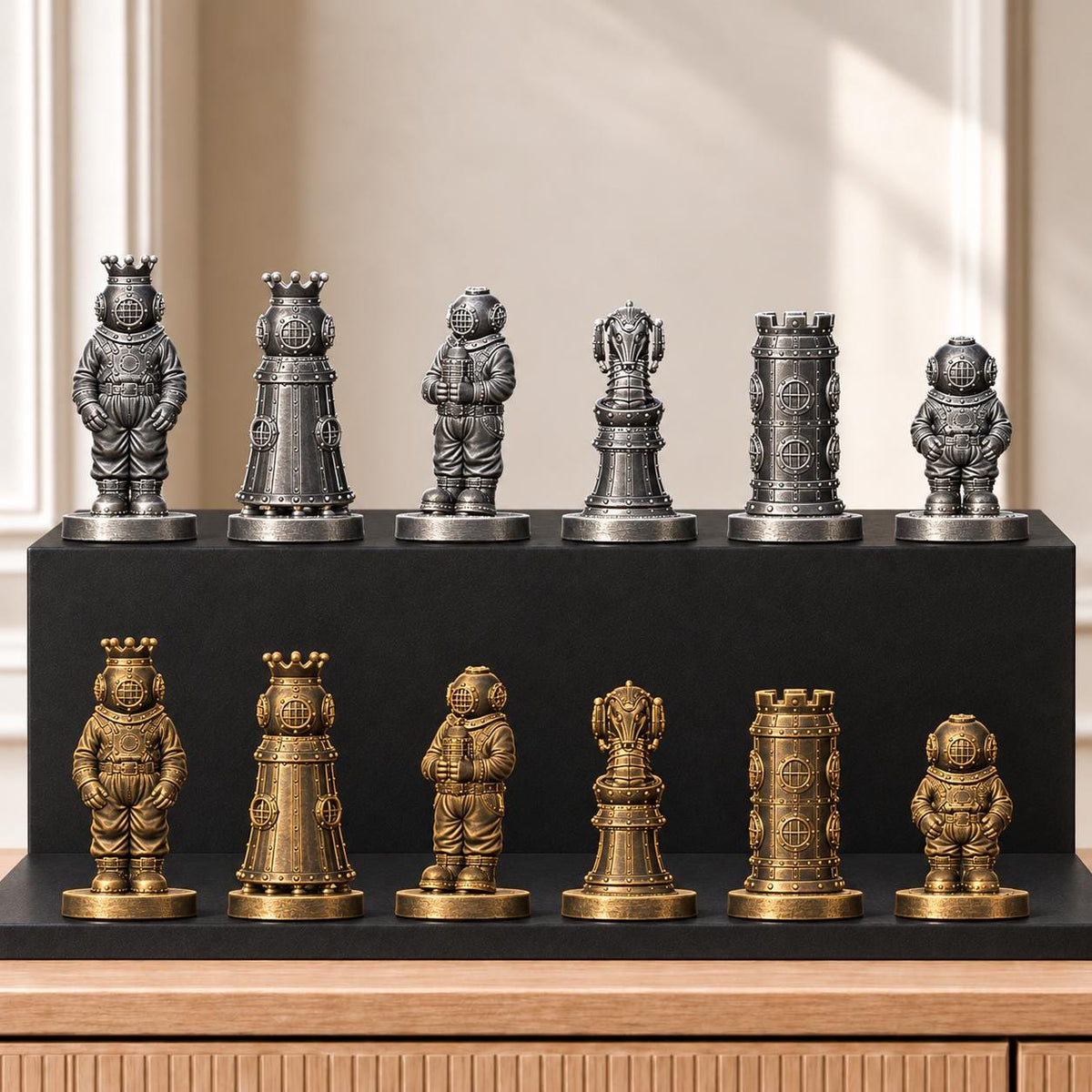 Tiefseetaucher Schachset STL – 6 Figuren für 3D-Druck – Ansicht 2